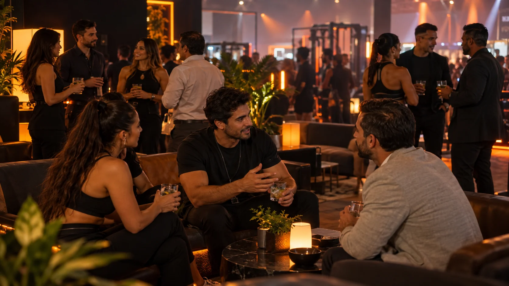 Profesionales conversando en una zona de networking