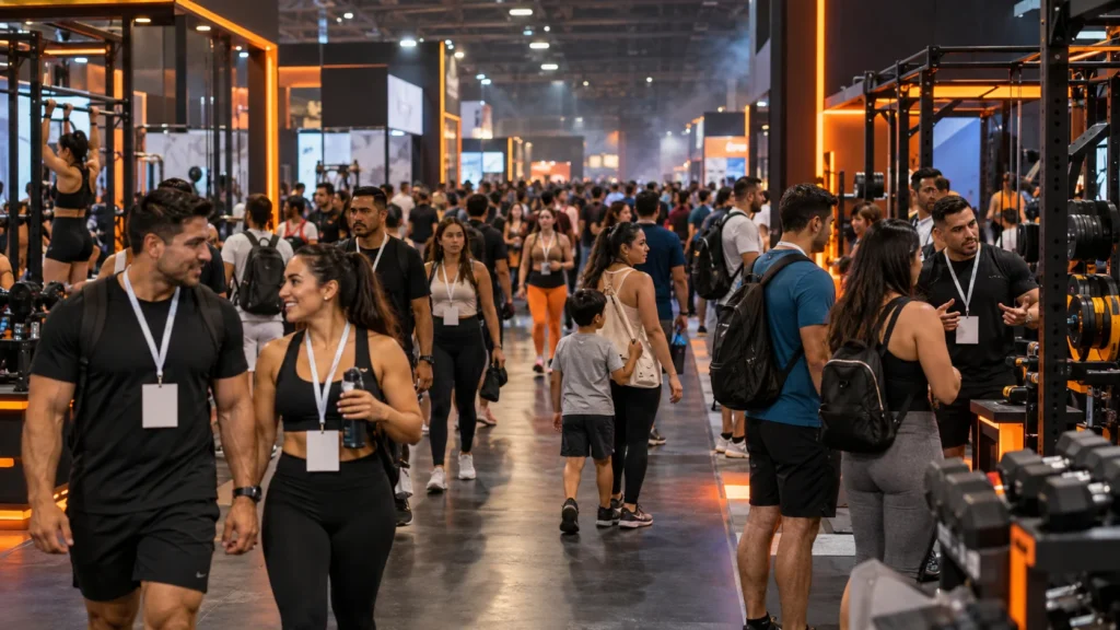 Visitantes recorriendo la feria fitness